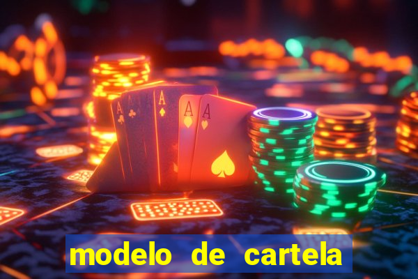 modelo de cartela para bingo